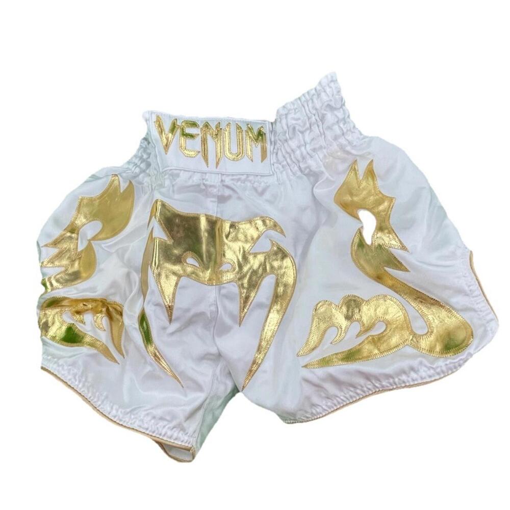 New Venum Bangkok Inferno Muay Thai Shorts Men's Large White Gold  H94